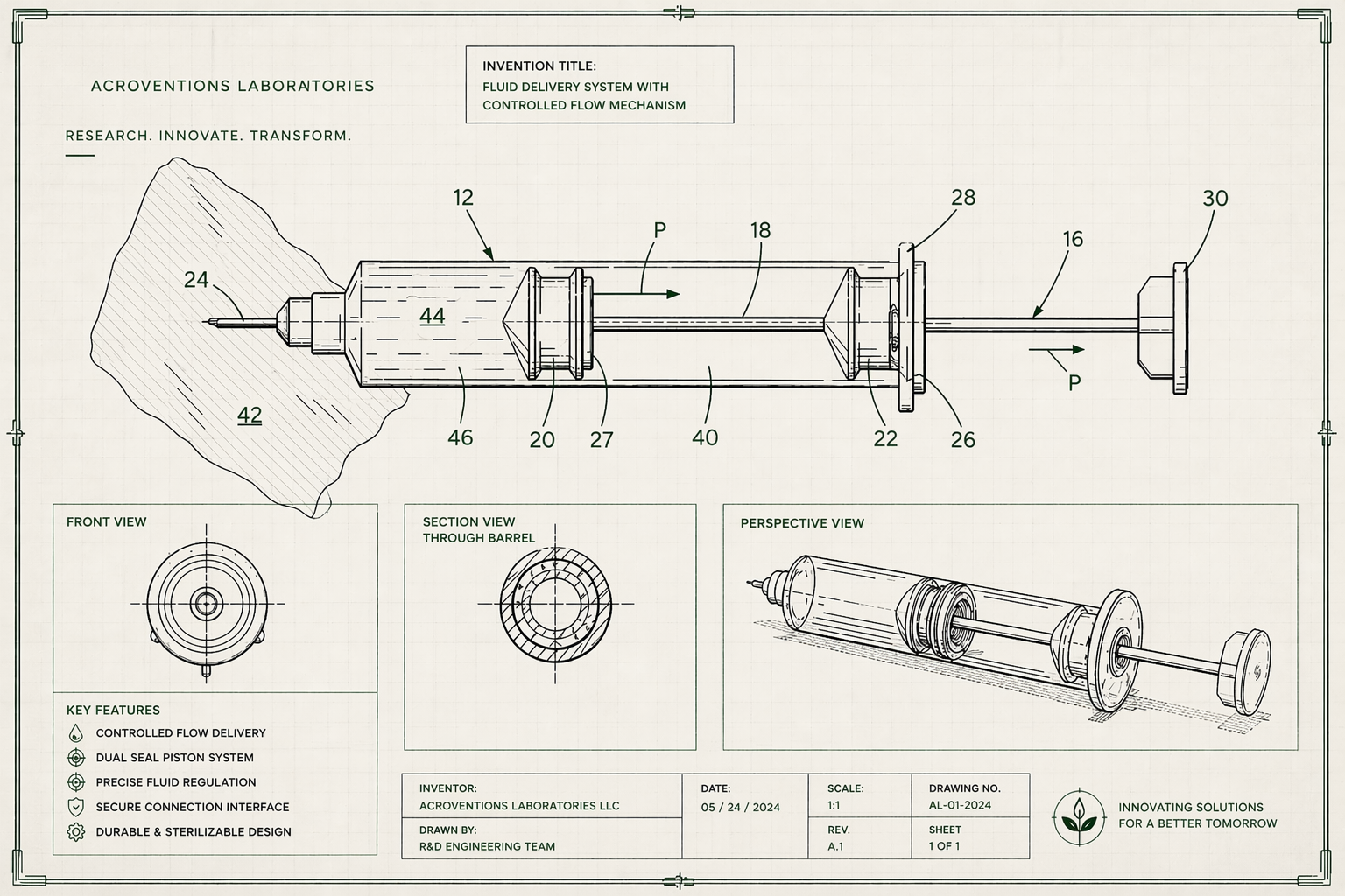 Fluid delivery syringe with controlled flow mechanism drawing