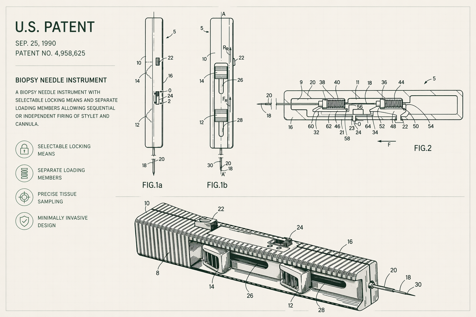 Biopsy needle instrument patent drawing